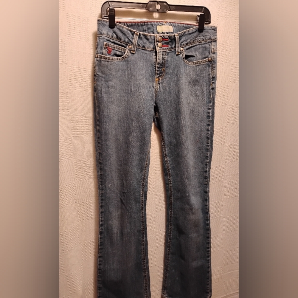Vintage Wrangler Snap Front Cherry Lined Straight Leg Denim Jeans Jr.11 - Picture 3 of 14